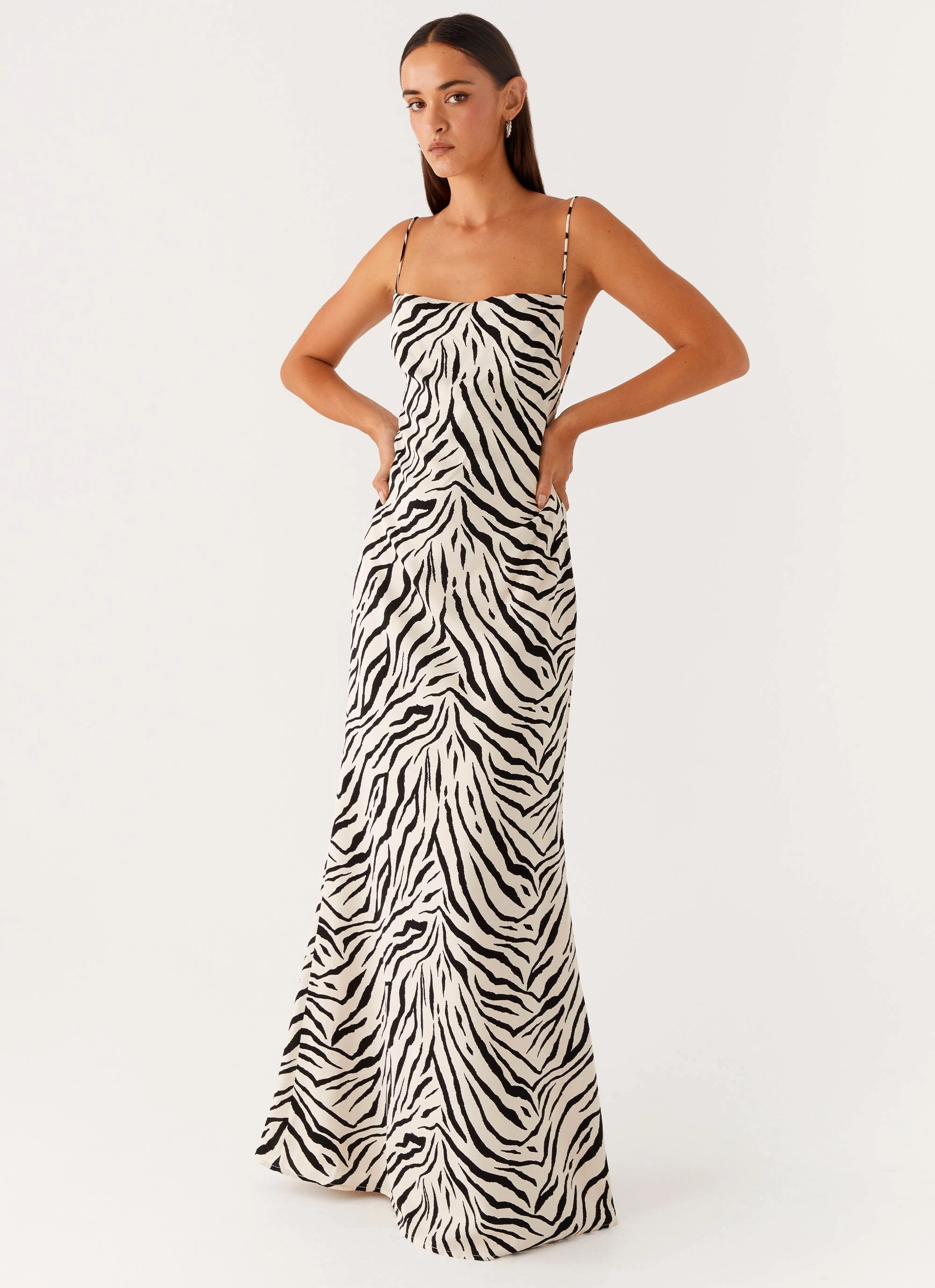 Vintage feel Year Rounder Gianni Cowl Maxi Dress - Zebra