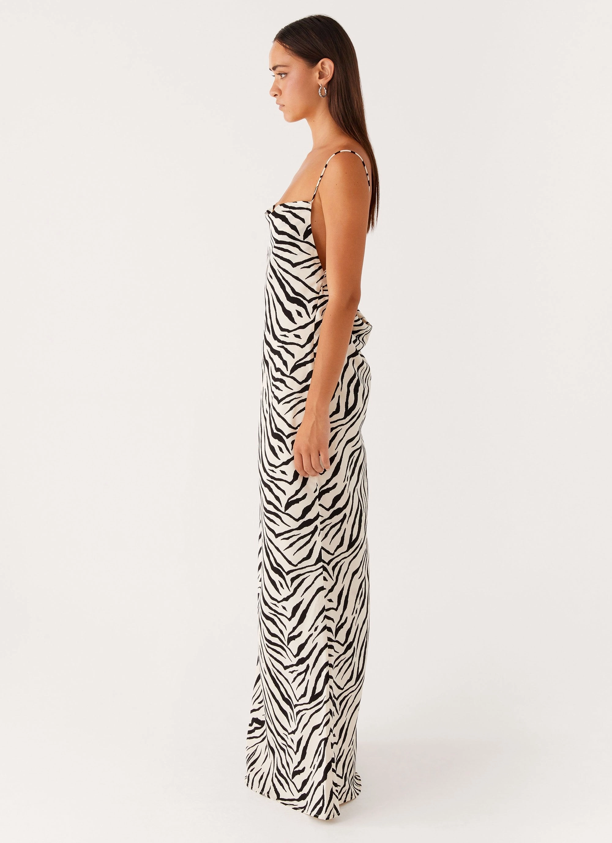 Gianni Cowl Maxi Dress - Zebra All Gender