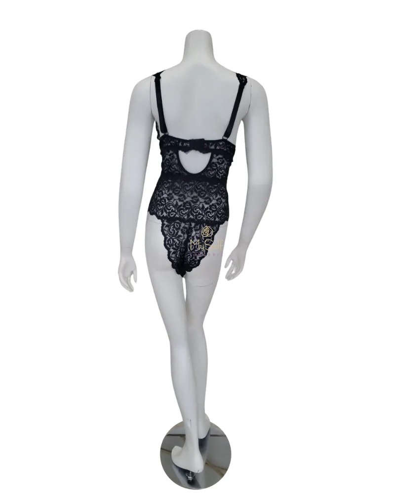 Oh La La Cheri Black Galloon Lace Plus Size Soft Teddy