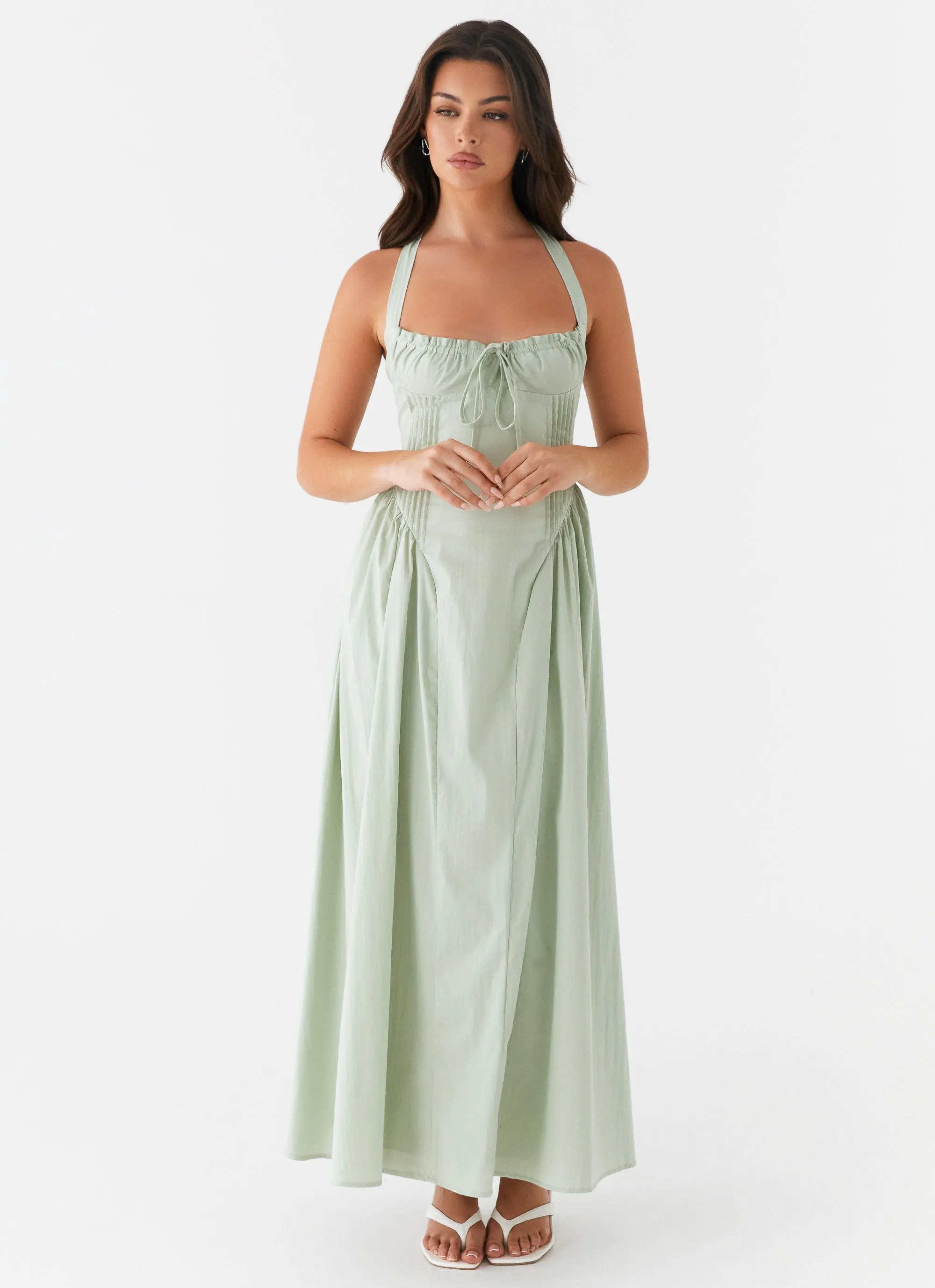 All-day Comfort Olenna Halterneck Midi Dress - Sage