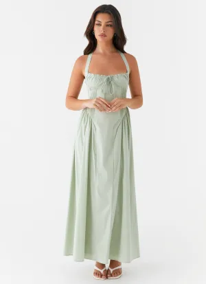All-day Comfort Olenna Halterneck Midi Dress - Sage