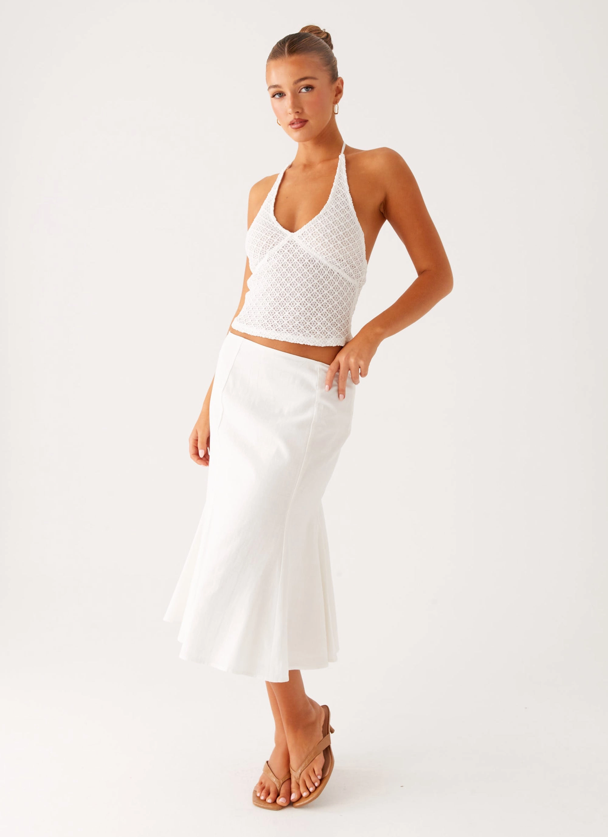 Olive Midi Skirt - Ivory Quick Layering Fashion Forward