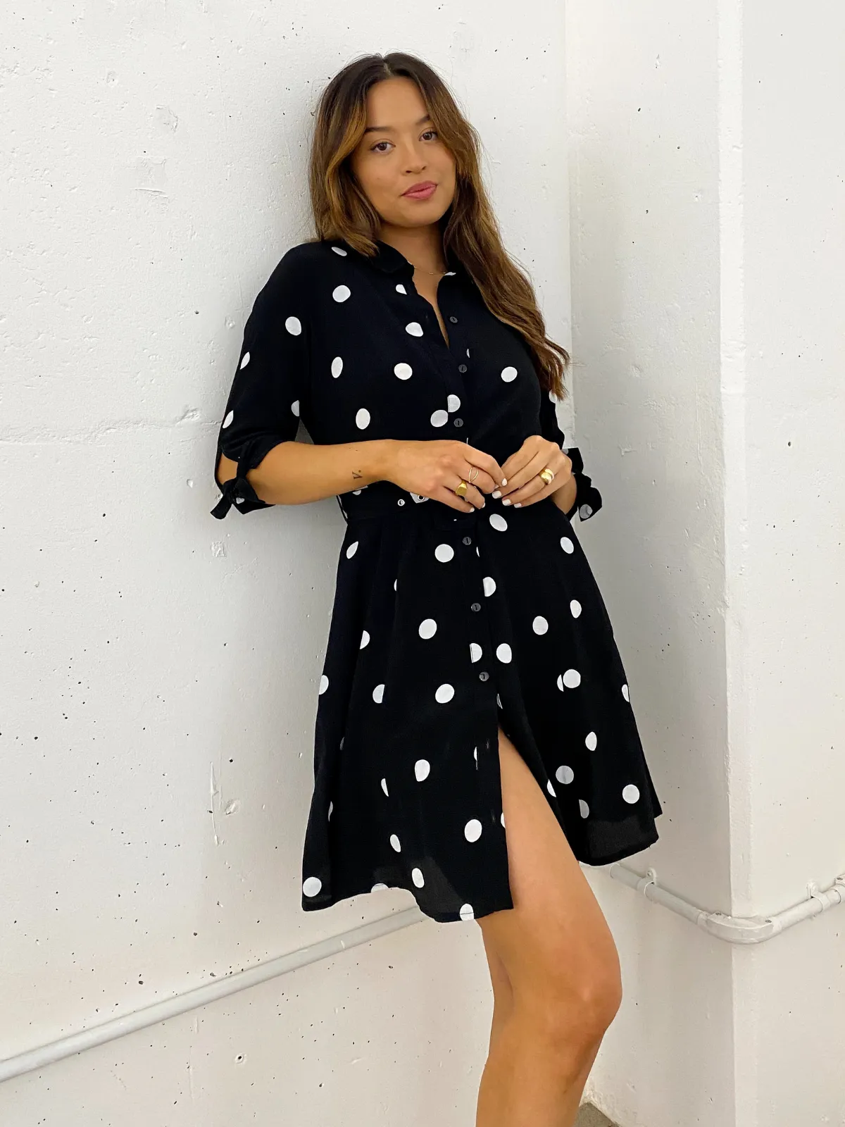 Vibrant evening gown Fast Chic Olivia Mini Belted Shirt Dress / Mono Spot