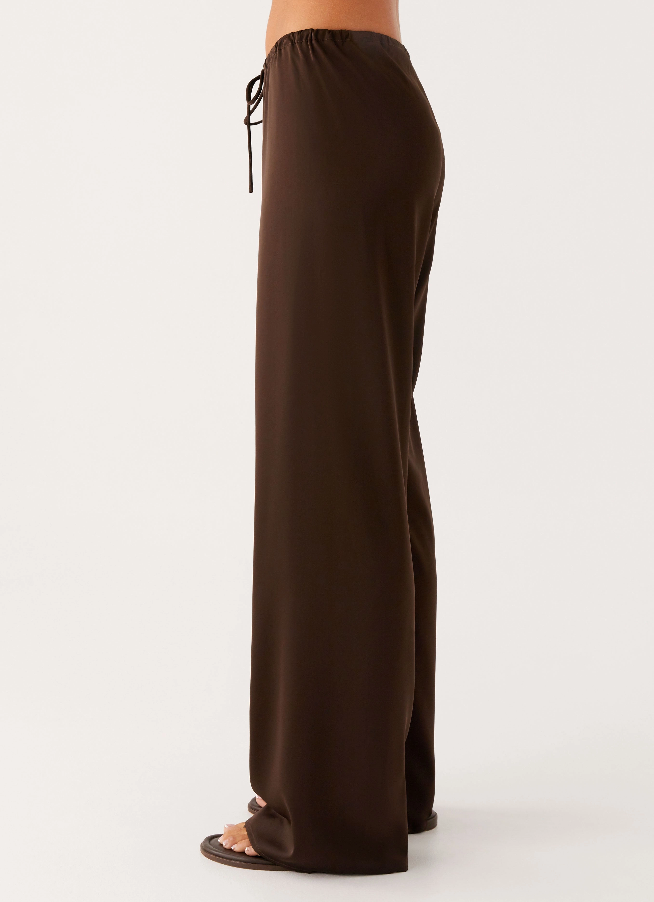 Laser Cut Vents Crisp Look Deacon Low Rise Pants - Chocolate