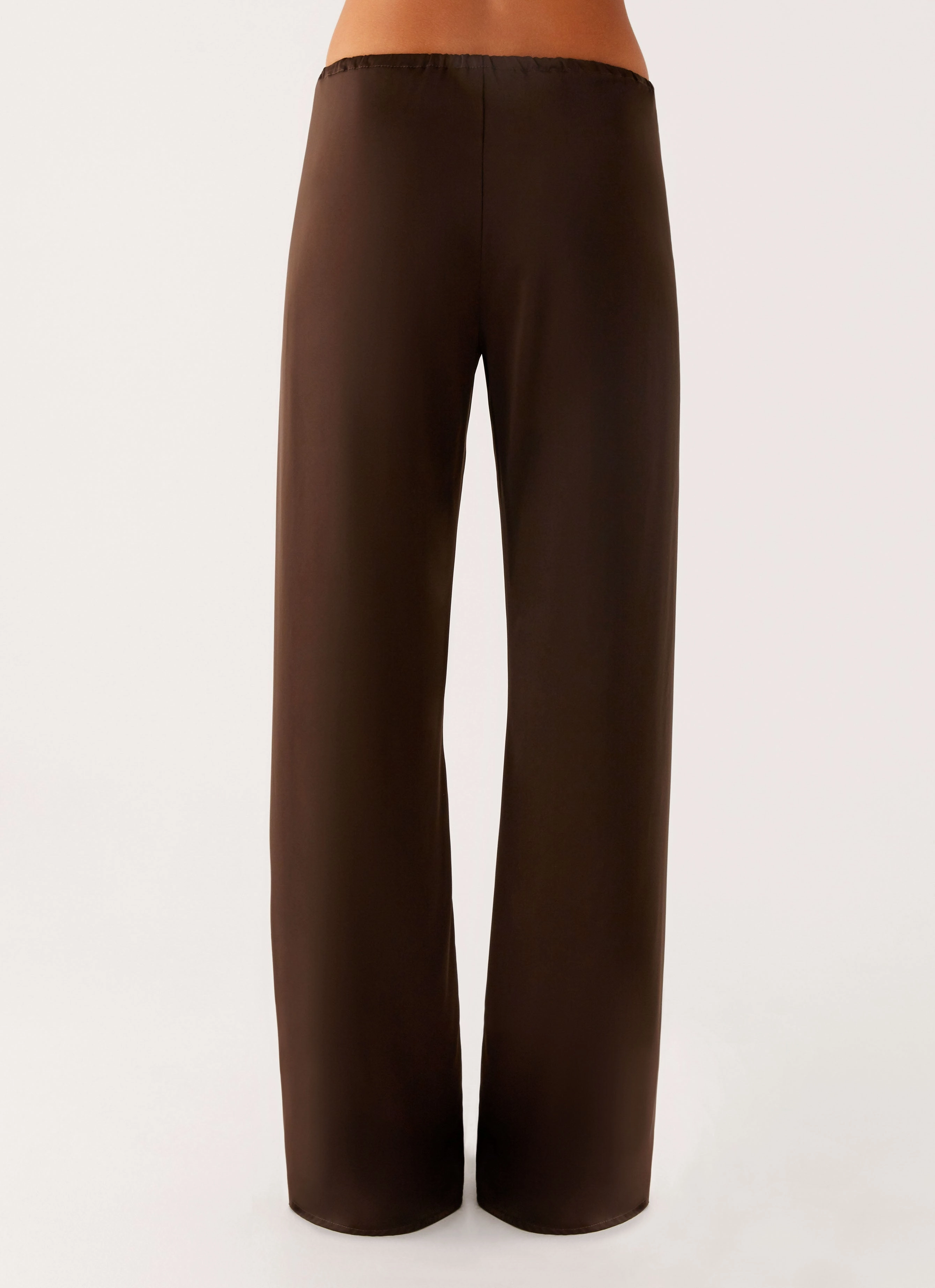 Double Layered Collar Deacon Low Rise Pants - Chocolate