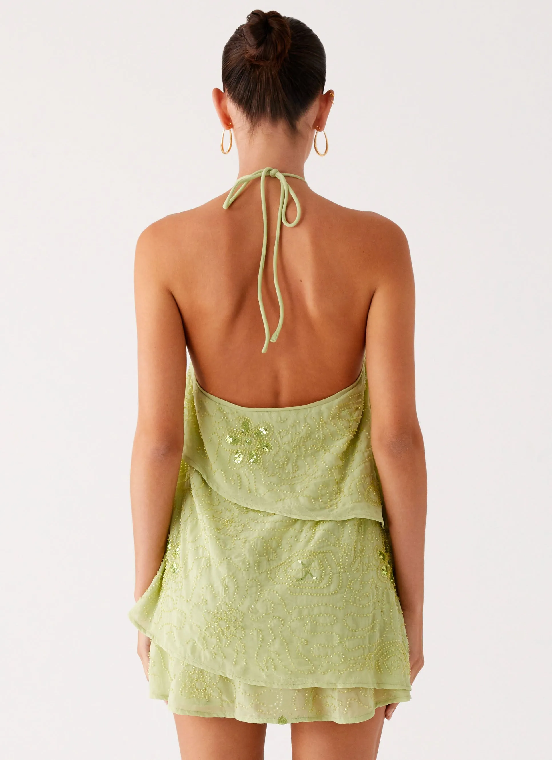 Daytime Look On The Go Beaded Mini Dress - Mint