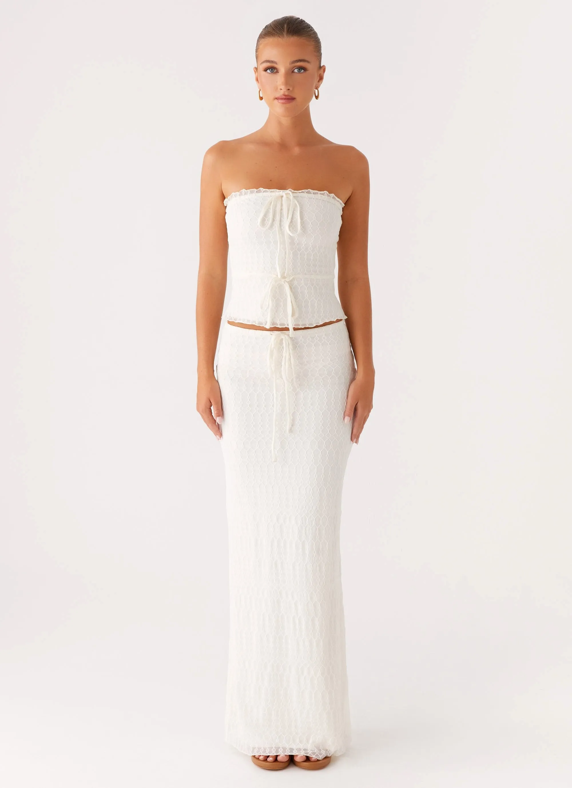 Velvet Finish Blakely Maxi Skirt - Ivory