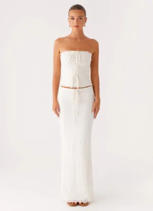 Velvet Finish Blakely Maxi Skirt - Ivory
