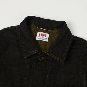 ONI Denim 03100-BKOL 12.5oz Black x Olive Work Jacket - One Wash ONI Denim 03100-BKOL 12.5oz Black x Olive Work Jacket - One Wash