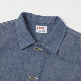ONI Denim 03101-HCBGY 8.3oz Heavy Chambray Coverall Jacket - Blue Grey One Wash ONI Denim 03101-HCBGY 8.3oz Heavy Chambray Coverall Jacket - Blue Grey One Wash