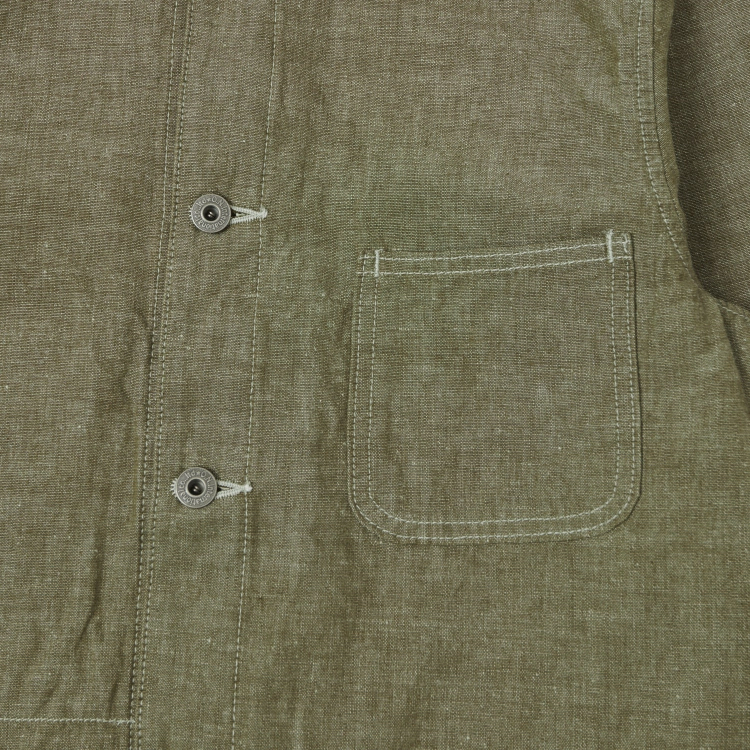 ONI Denim 03101-HCKOL 8.3oz Heavy Chambray Coverall Jacket - Khaki Olive One Wash