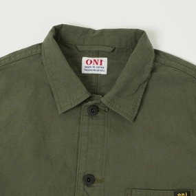 ONI Denim 03500-8GG 8oz 'Beta Chambray' Coverall Jacket - Green Grey ONI Denim 03500-8GG 8oz 'Beta Chambray' Coverall Jacket - Green Grey