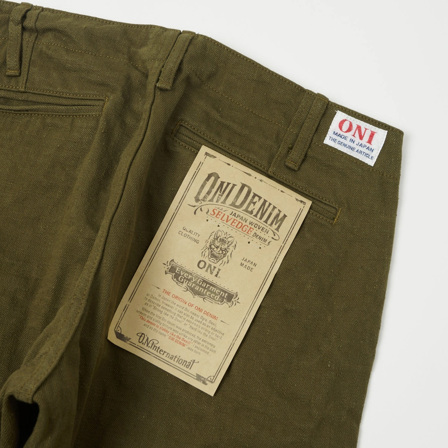 ONI Denim 727DK 12oz Dark Olive Sulfur Slim Straight Chino - Rinsed