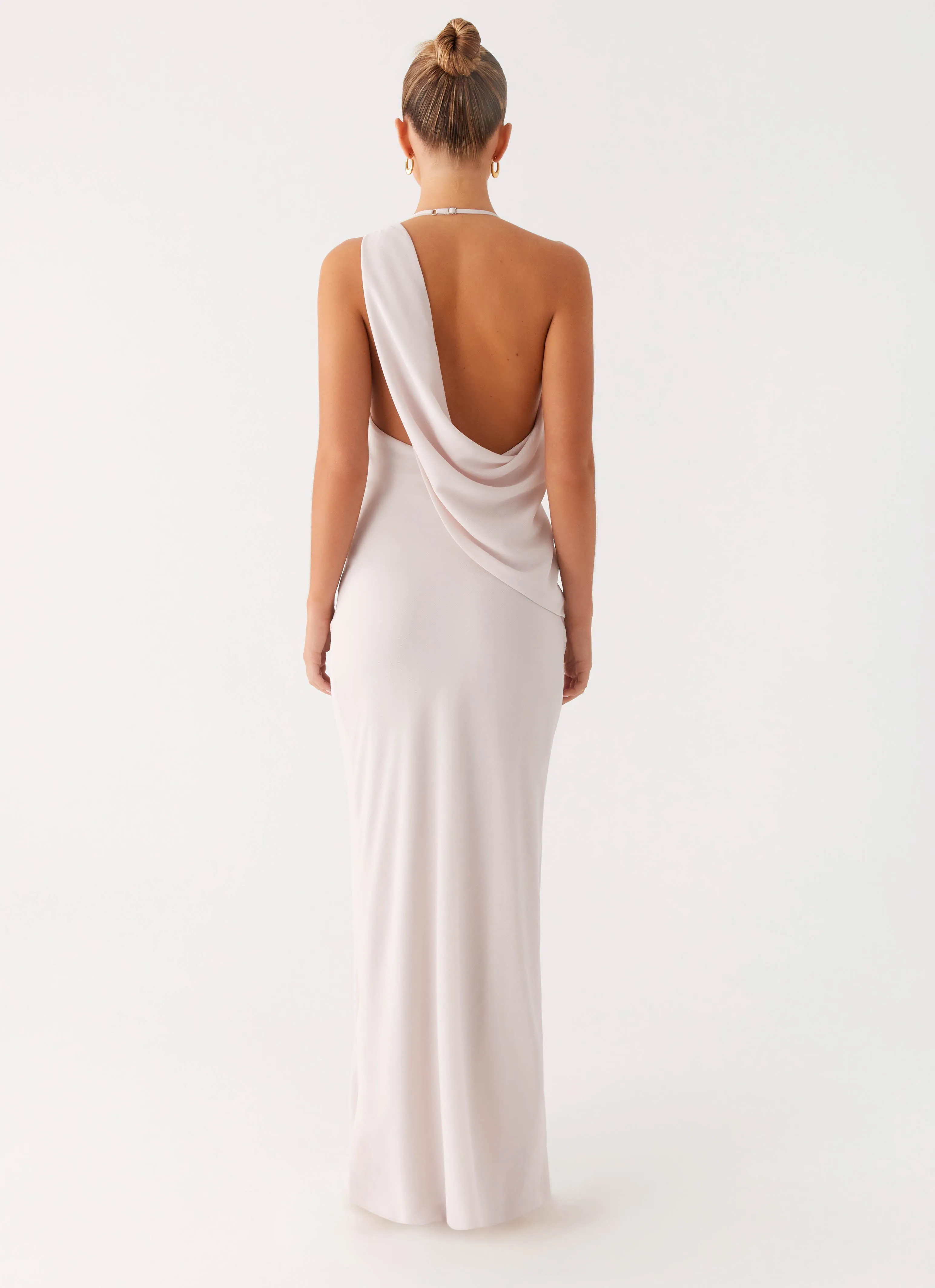 Laser Cut Edge Detail Athleisure Wear Opal Glow Maxi Dress - Off White
