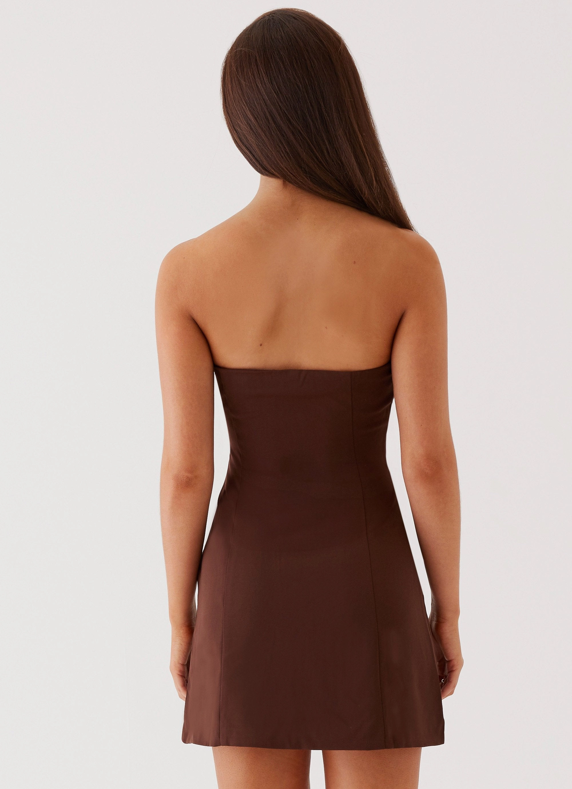 Straight-Cut Cool Palette Ayanna Strapless Mini Dress - Chocolate