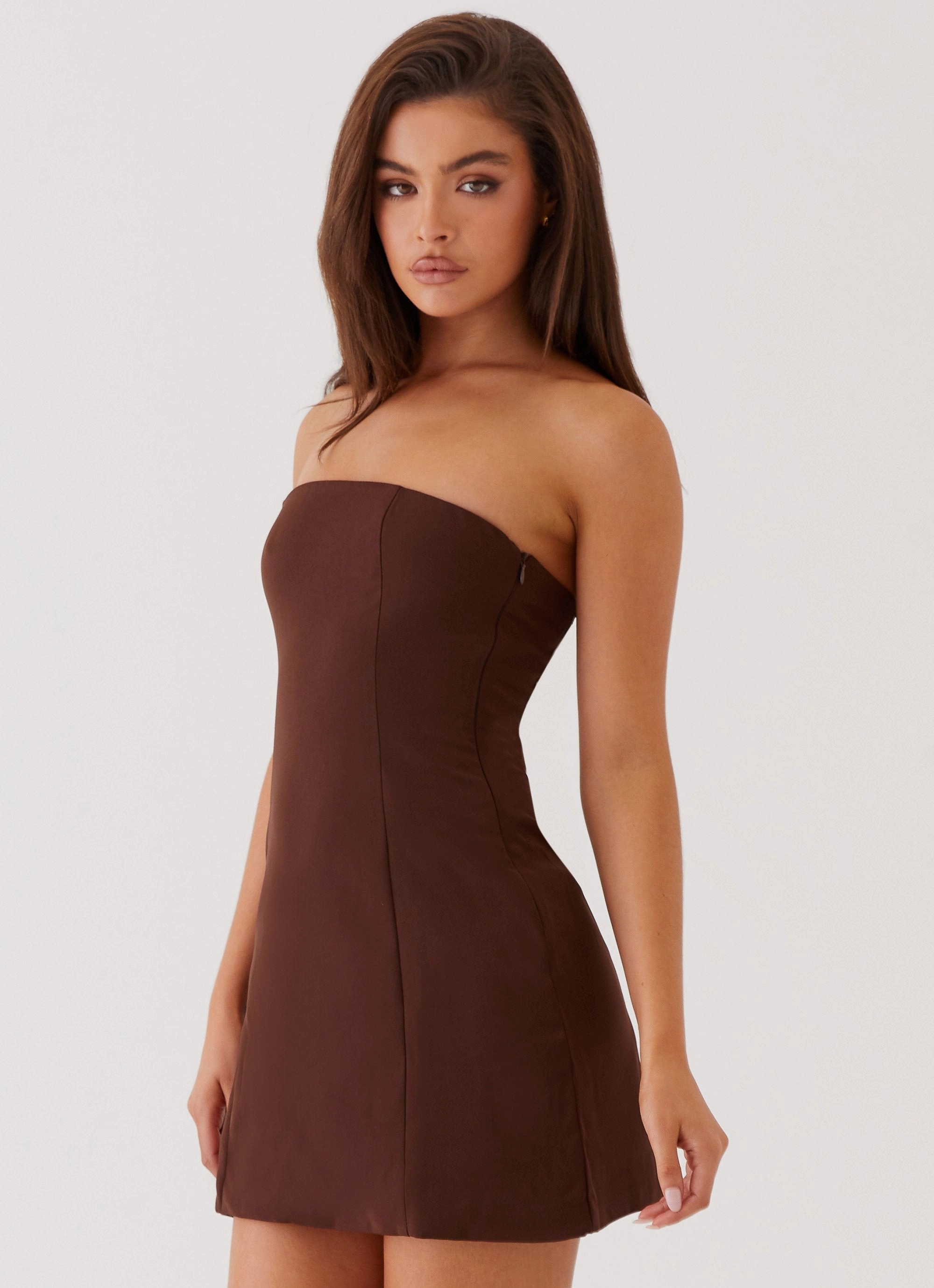 Ayanna Strapless Mini Dress - Chocolate Breathable Comfort Wear