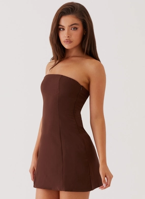 Ayanna Strapless Mini Dress - Chocolate Breathable Comfort Wear