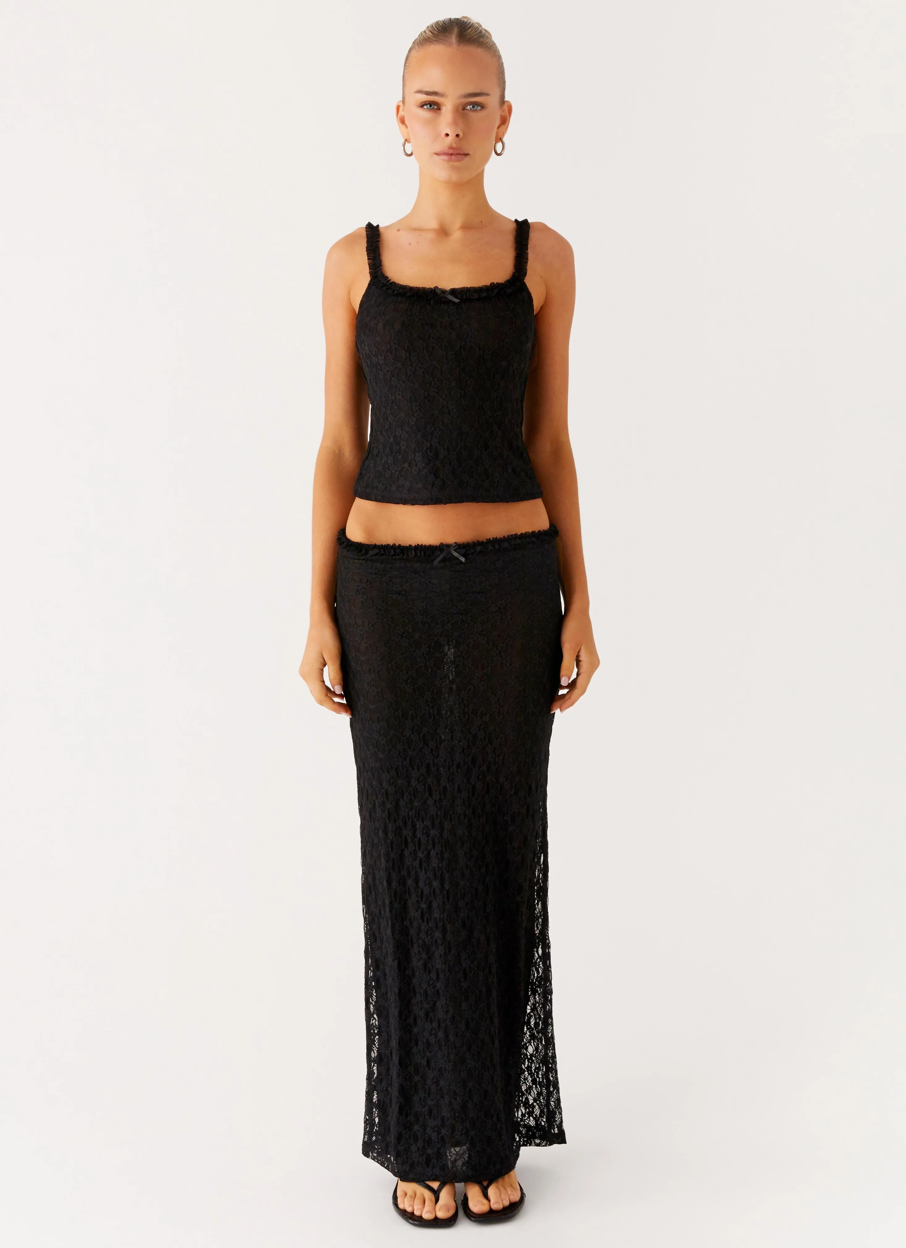 Ophira Maxi Skirt - Black Elastic hem Vegan Material