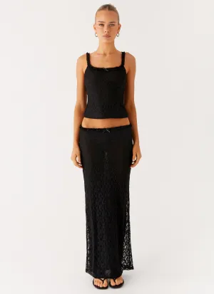 Ophira Maxi Skirt - Black Lightweight Feel Ophira Maxi Skirt - Black Elastic hem Vegan Material