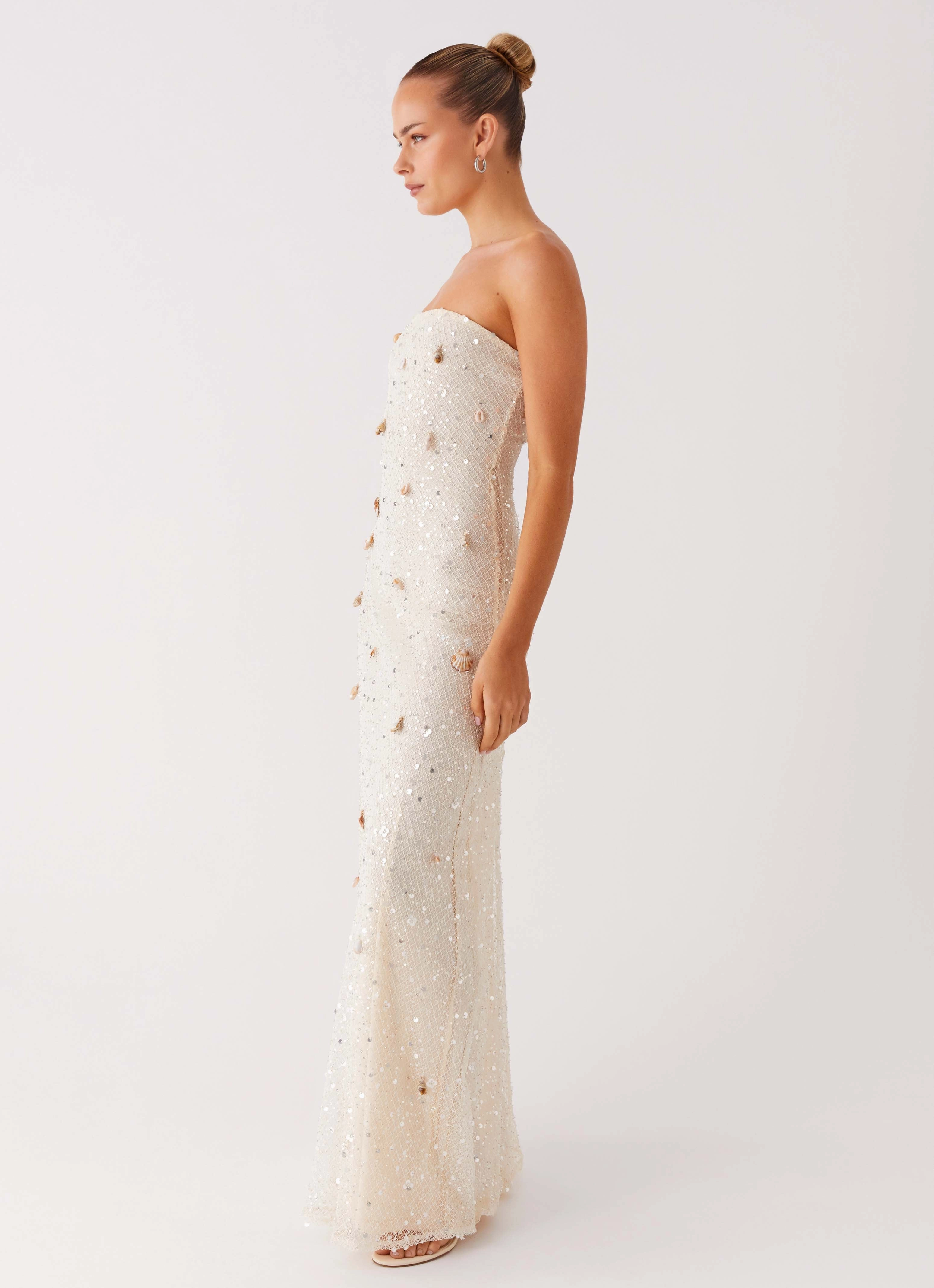 Party Perfect Orelli Shell Sequin Knit Maxi Dress - Ivory