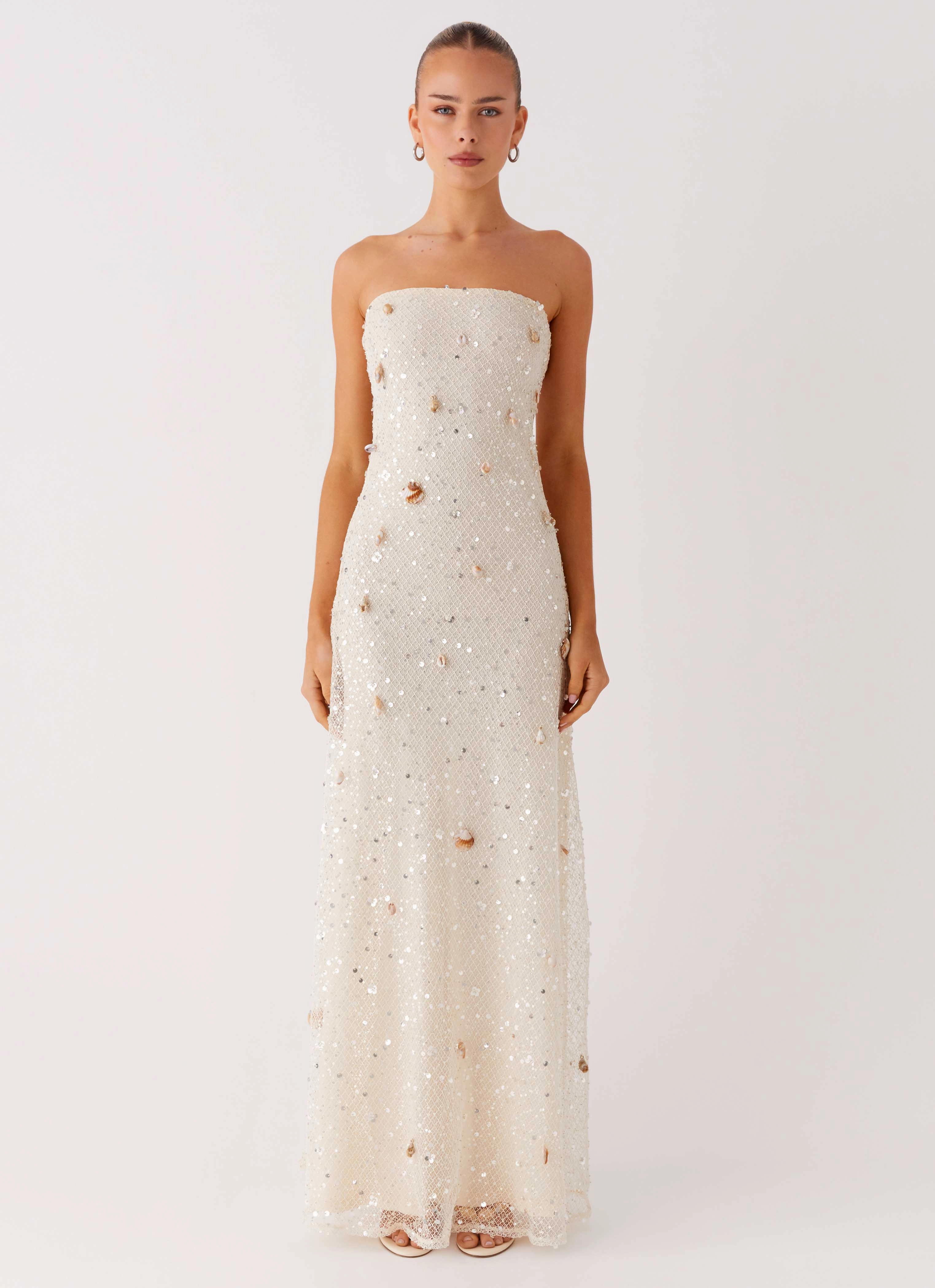 Trend Detail Orelli Shell Sequin Knit Maxi Dress - Ivory