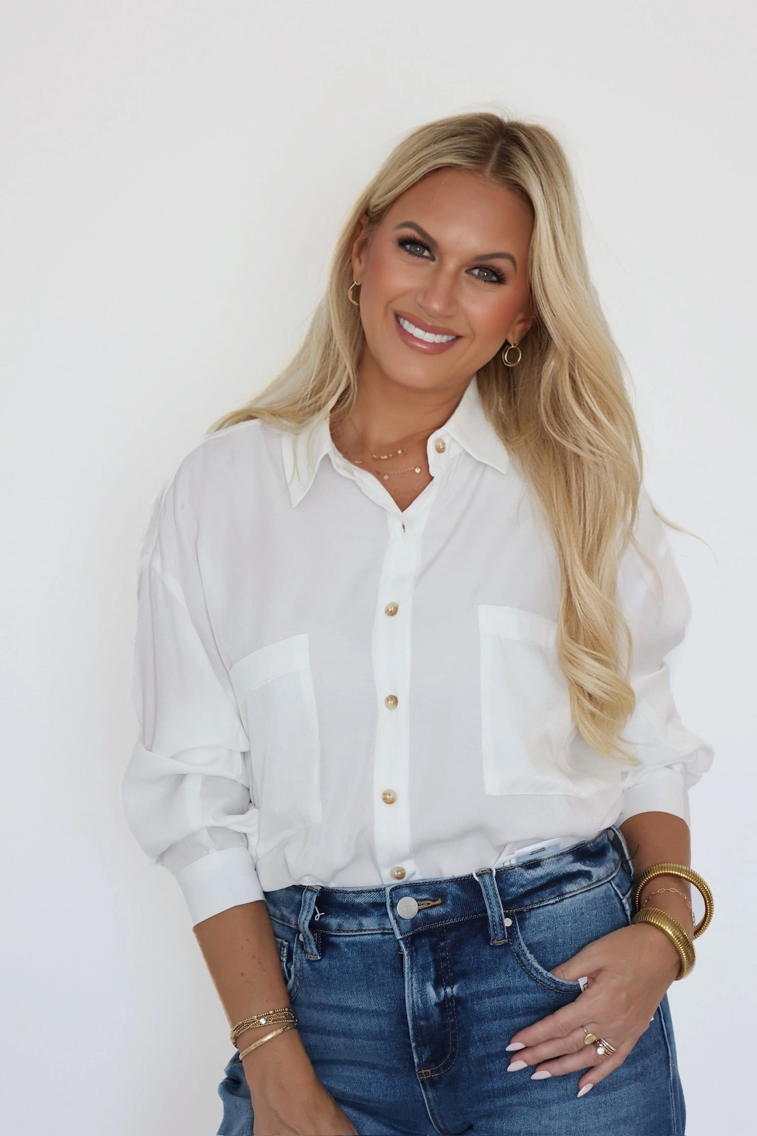 Organic Button Down DoubleLayered Collar