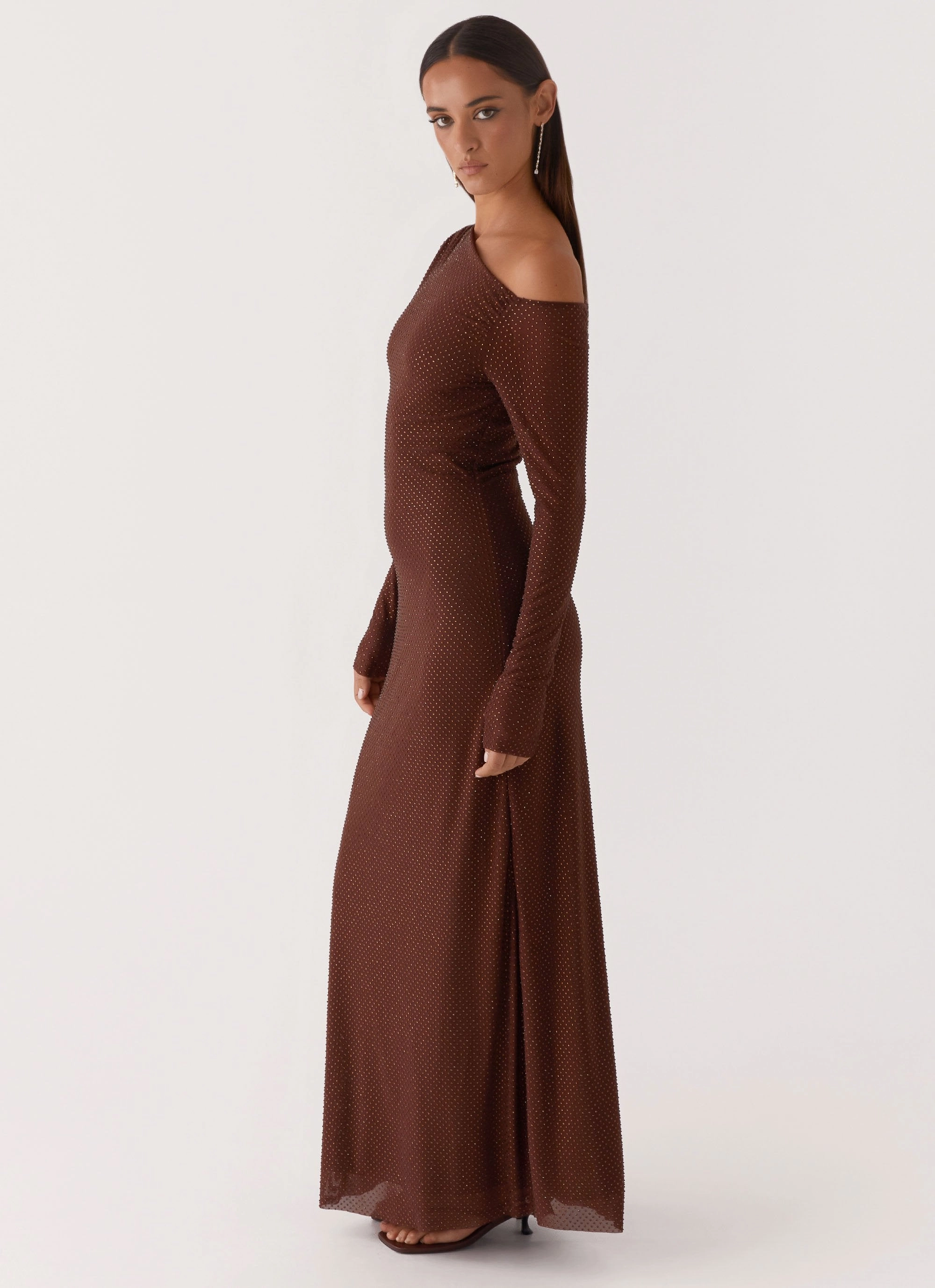 Oriana Sequin Maxi Dress - Chocolate Stretchable Smart and Stylish