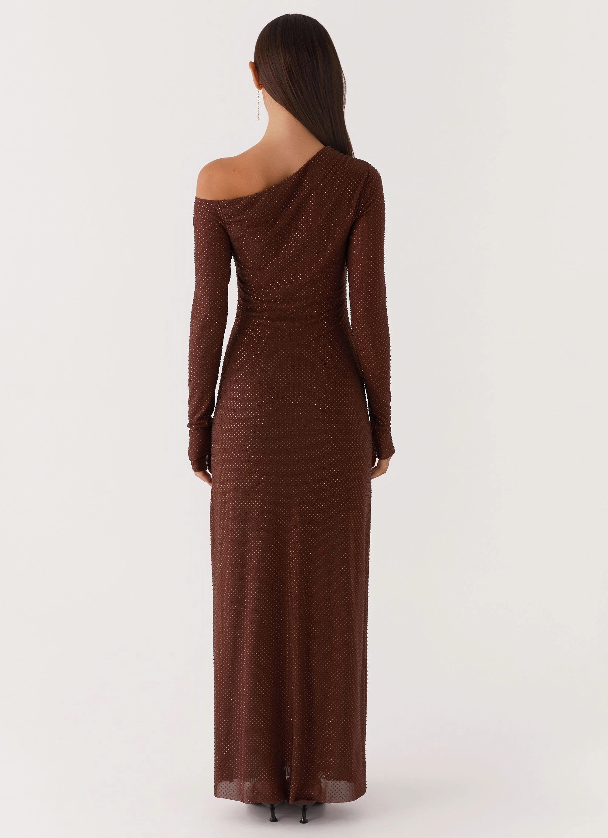 Neutral Layer Oriana Sequin Maxi Dress - Chocolate