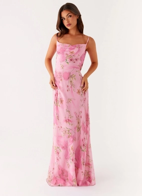 Trend Texture Cotton-Blend Orlando Maxi Dress - Pink Floral Print