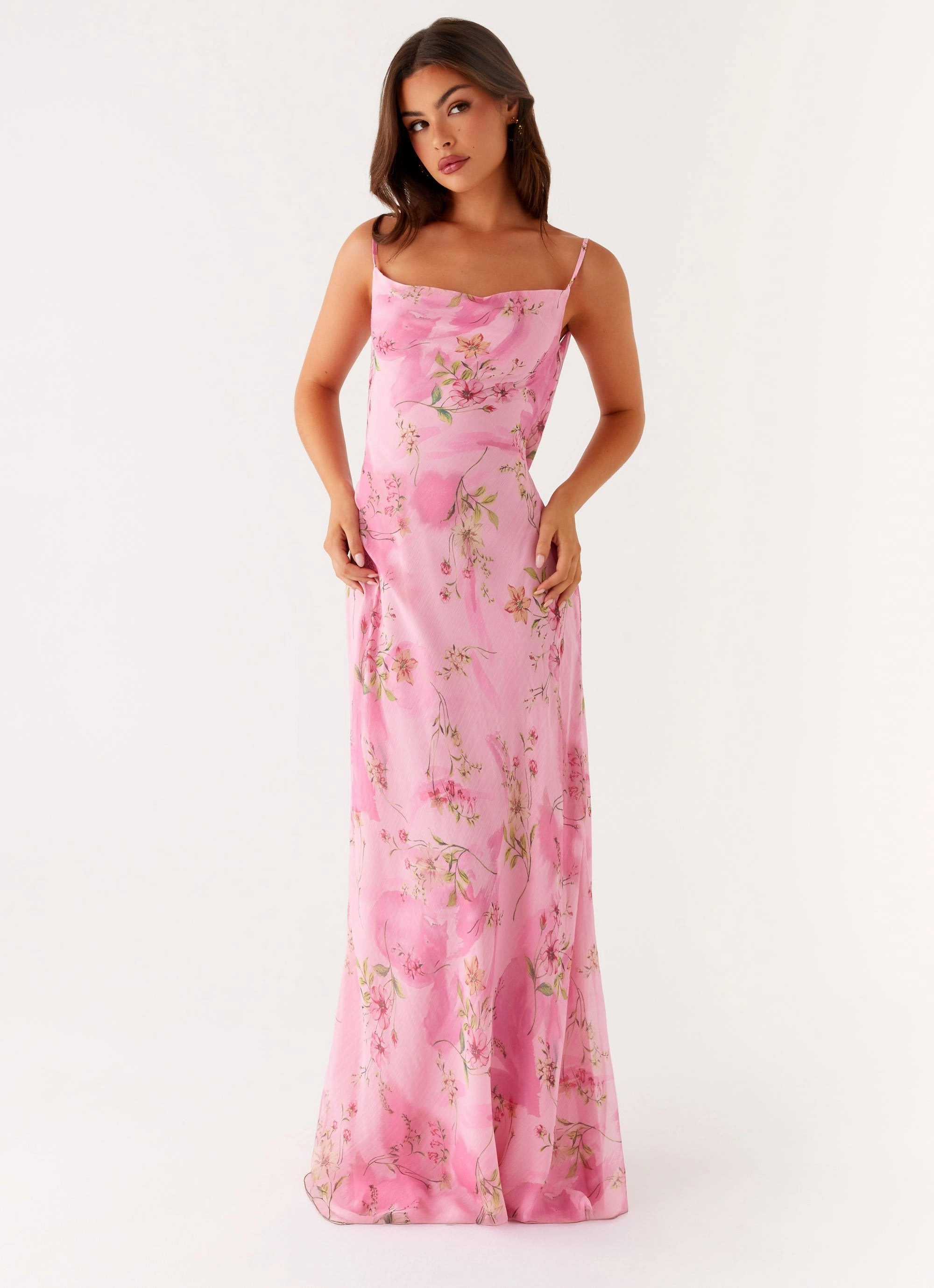 Trend Texture Cotton-Blend Orlando Maxi Dress - Pink Floral Print