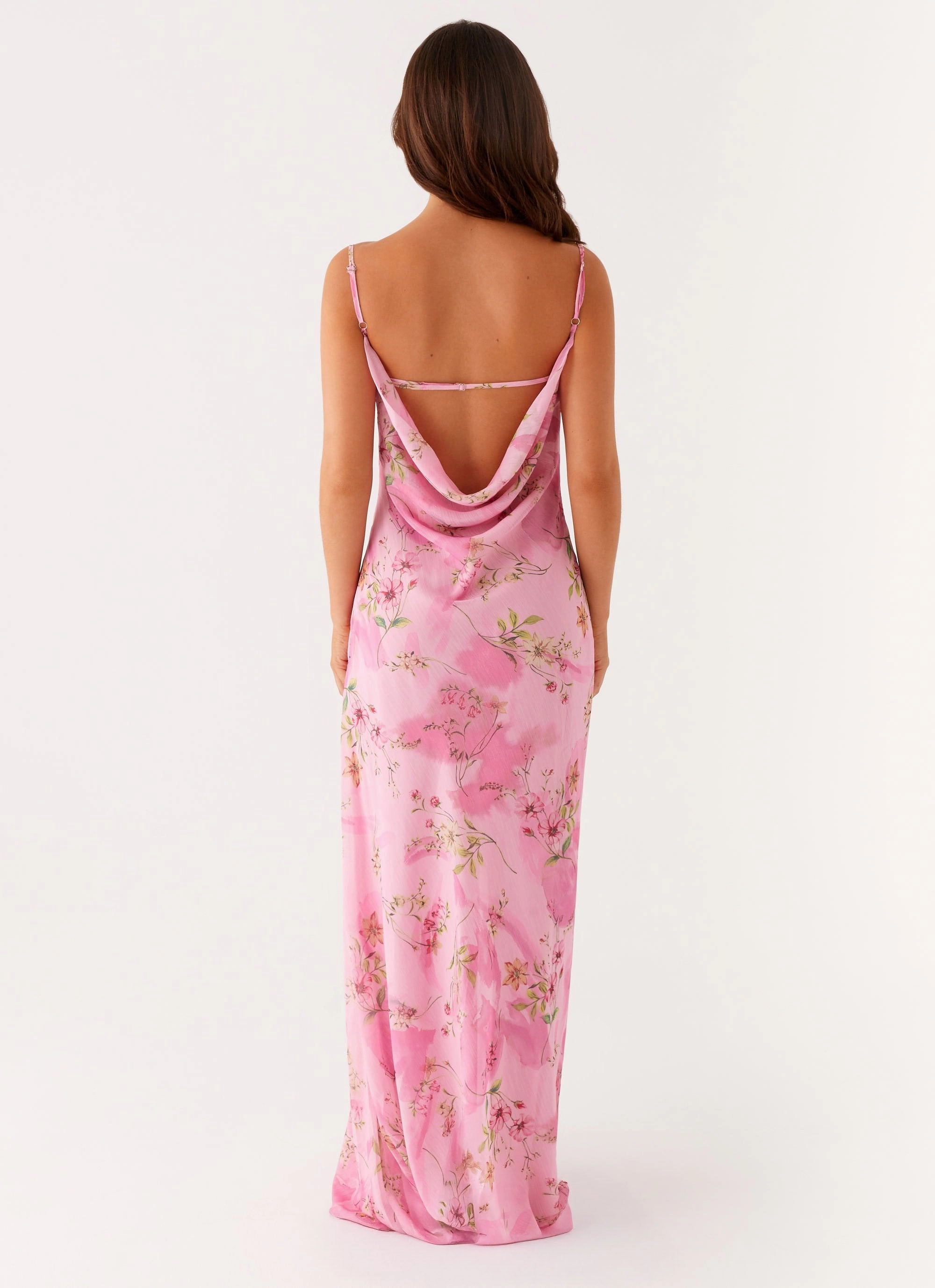 Orlando Maxi Dress - Pink Floral Print Neutral Tones
