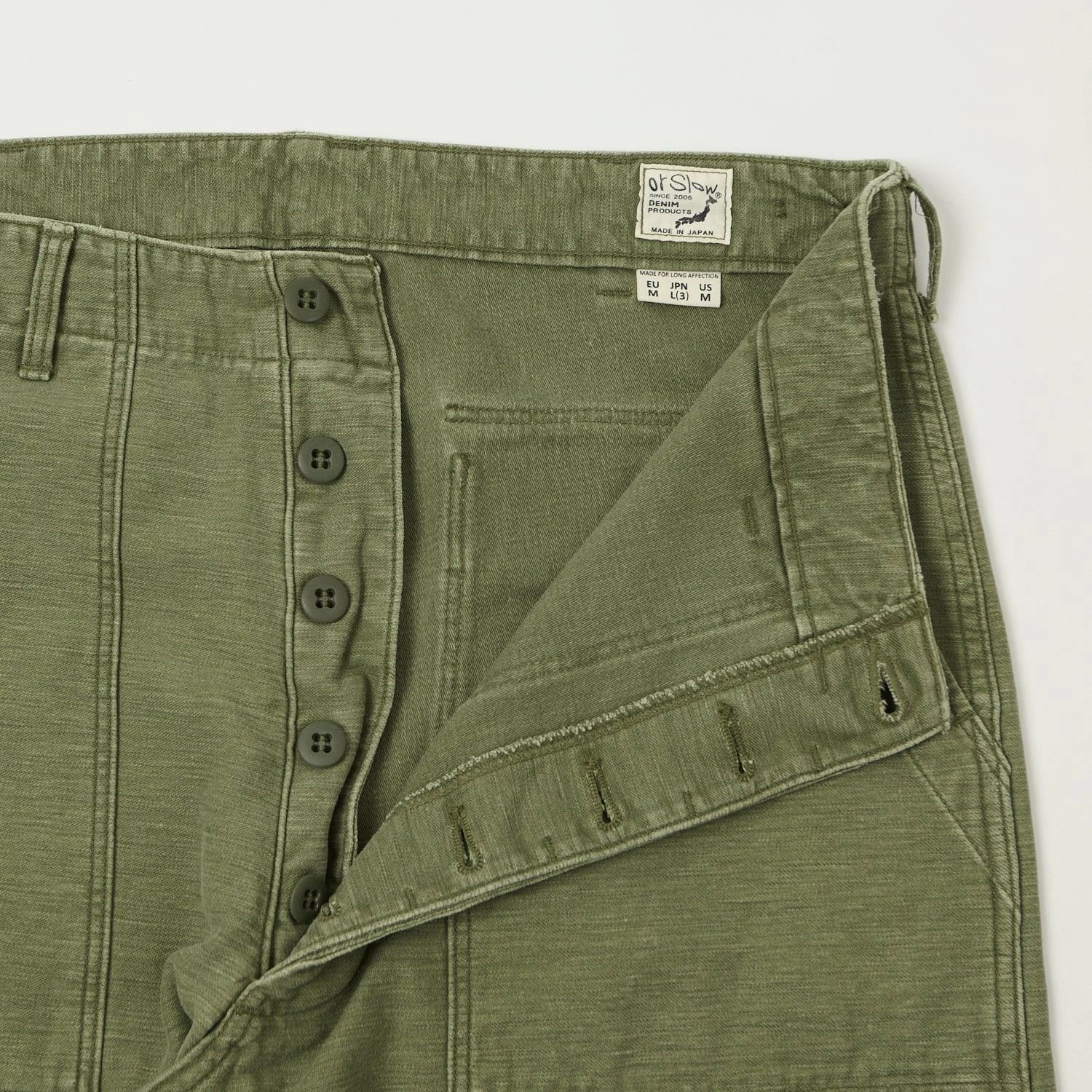 orSlow Vintage U.S. Army Fatigue Trousers - Olive Stone Wash