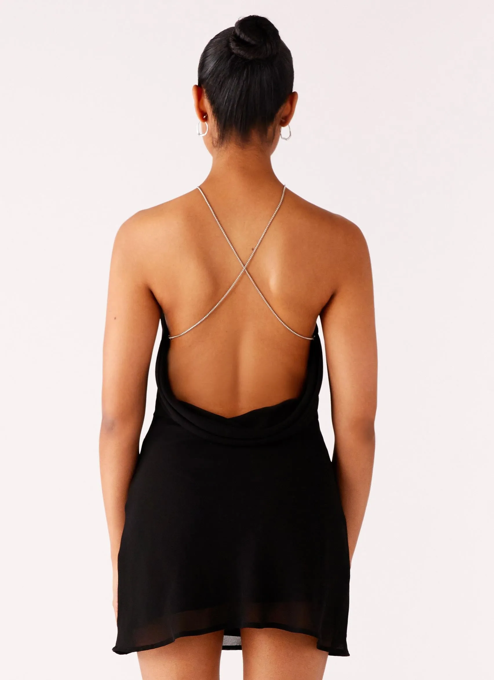 Key Hole Cowl Neckline Mini Dress - Black Mix-And-Match Corporate Retreat