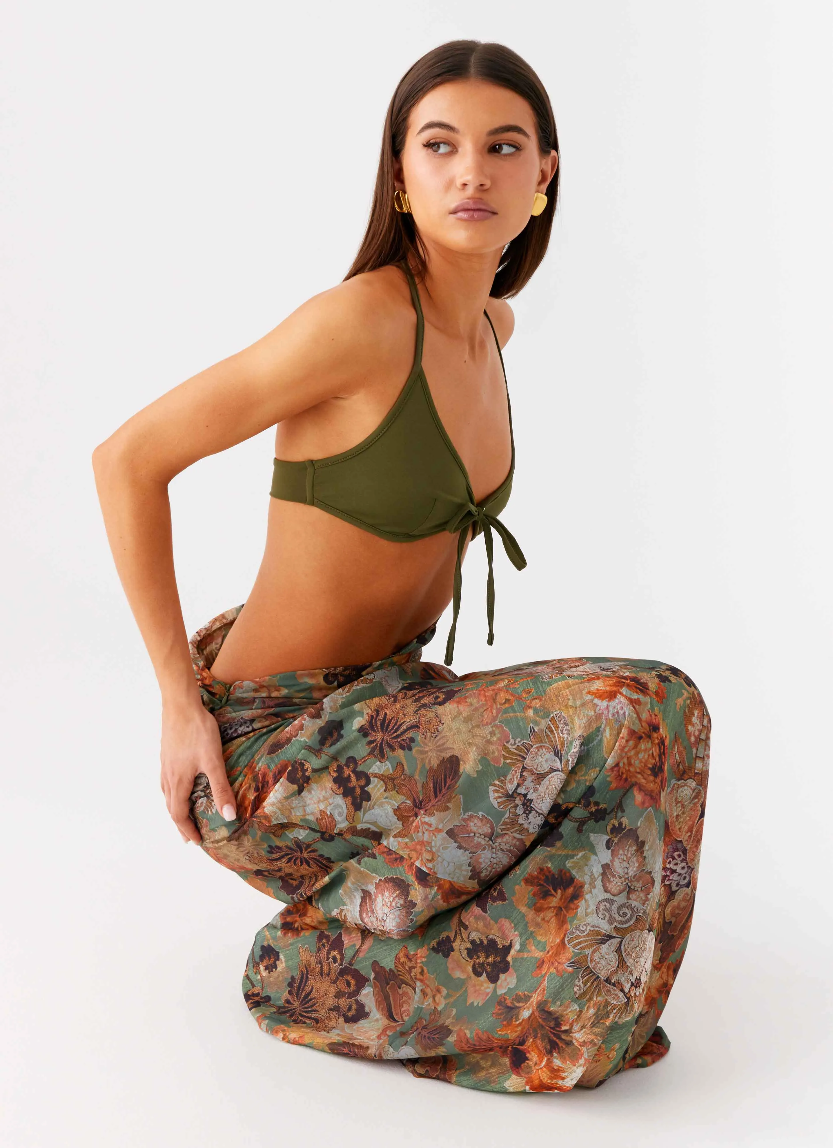 Flex Fit Collar Eco Friendly Production Overgrown Maxi Dress - Vintage Blossom