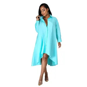Oversize Button Collared Oversize Shirt Dress
