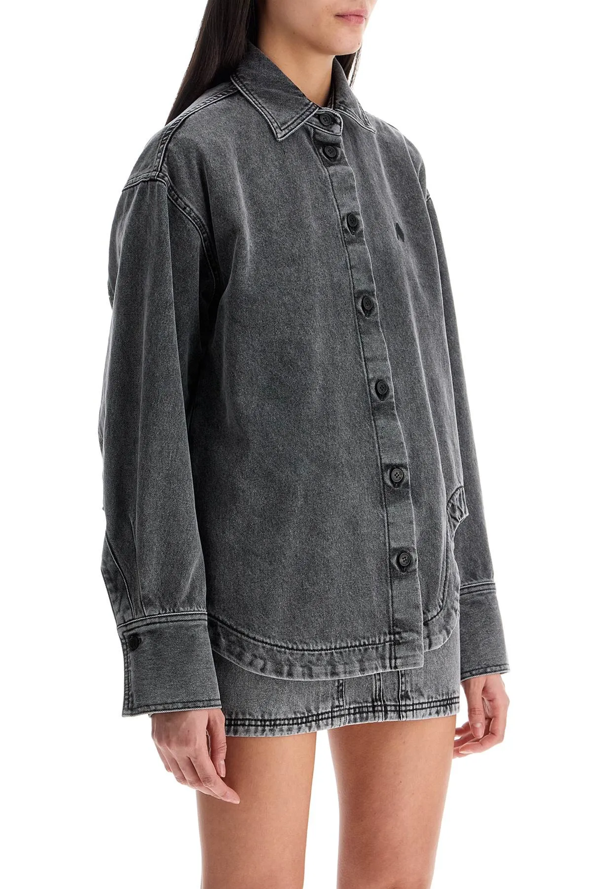 oversized black denim bomber 250WCB00074DDD104AA BLACK