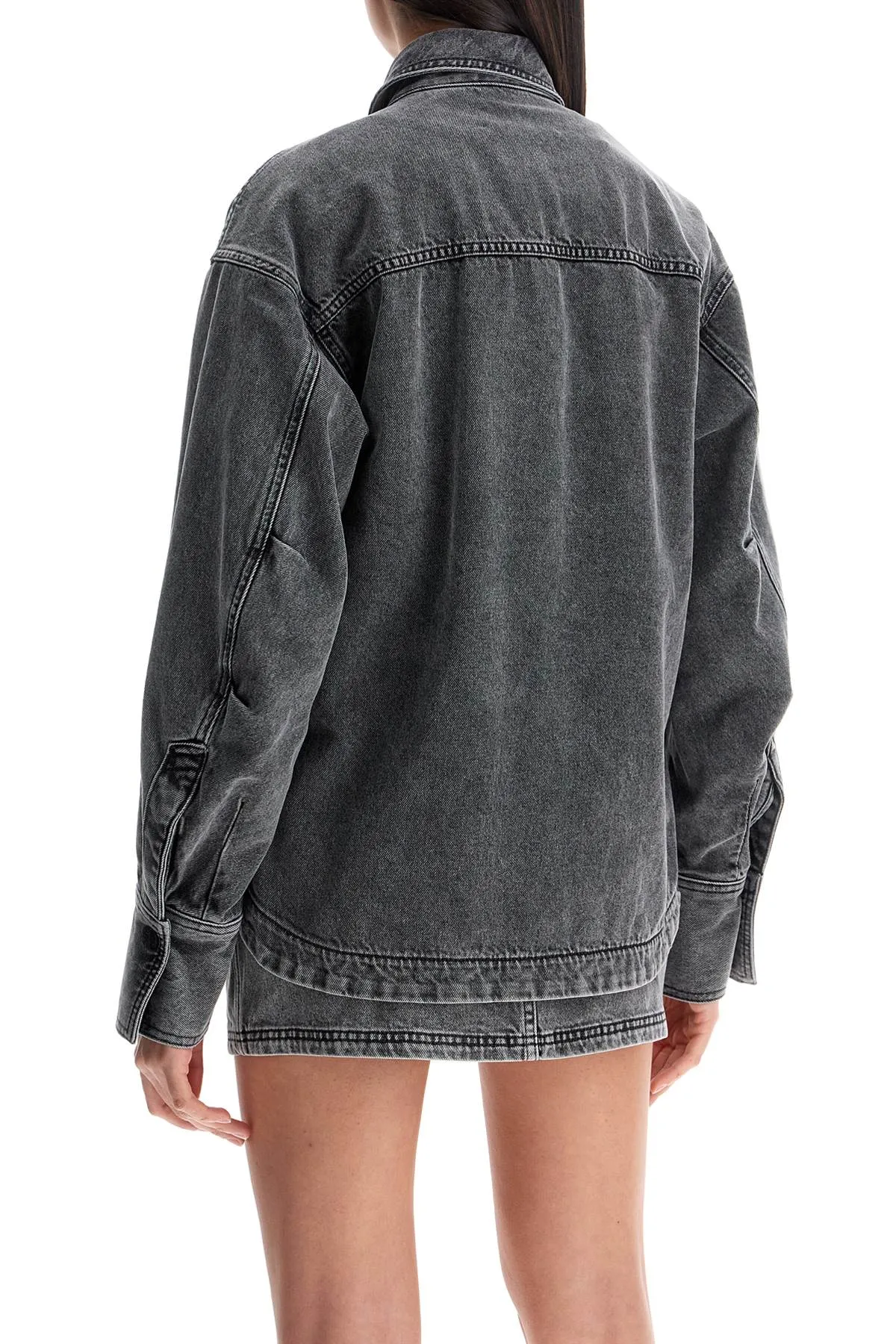 oversized black denim bomber 250WCB00074DDD104AA BLACK