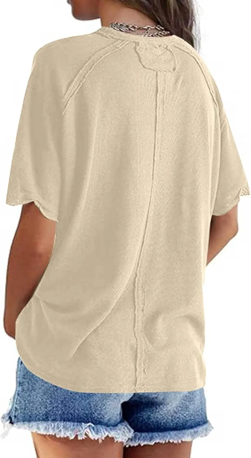 Oversized Workout Shirts or Women Plus Size Summer Casual Short Sleeve Loose Maternity Tops Crewneck Tunic Gym Top