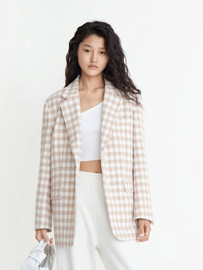 Oversized Wide-shoulder Checked Blazer Oversized Wide-shoulder Checked Blazer