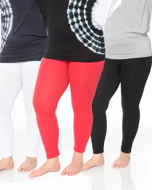 Pack 3 of Solid Leggings | Black White Red