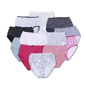 Pack of 5 Womens Assorted High Waisted Full Back Cover Cotton Panties