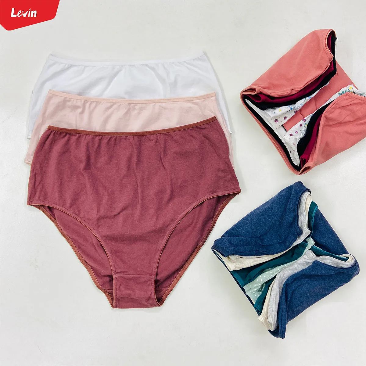 Pack of 5 Womens Assorted High Waisted Full Back Cover Cotton Panties