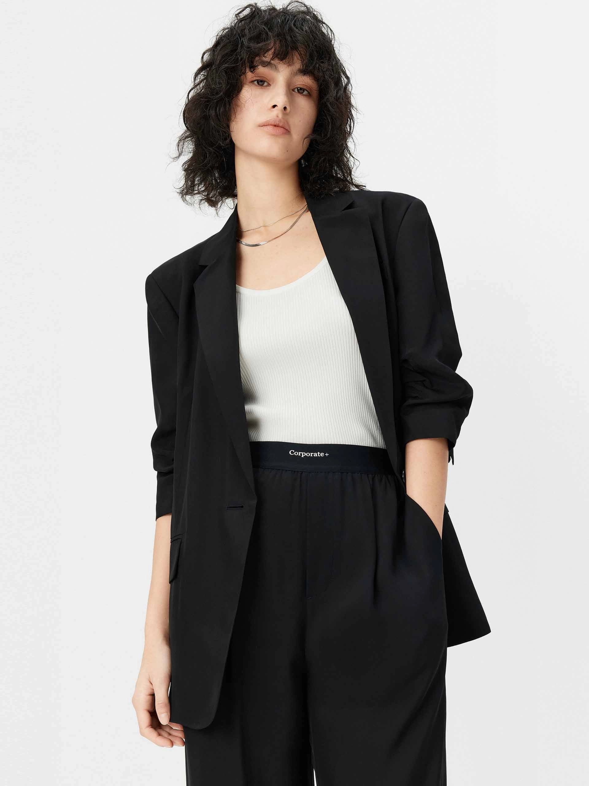 Padded Shoulders Relaxed Blazer