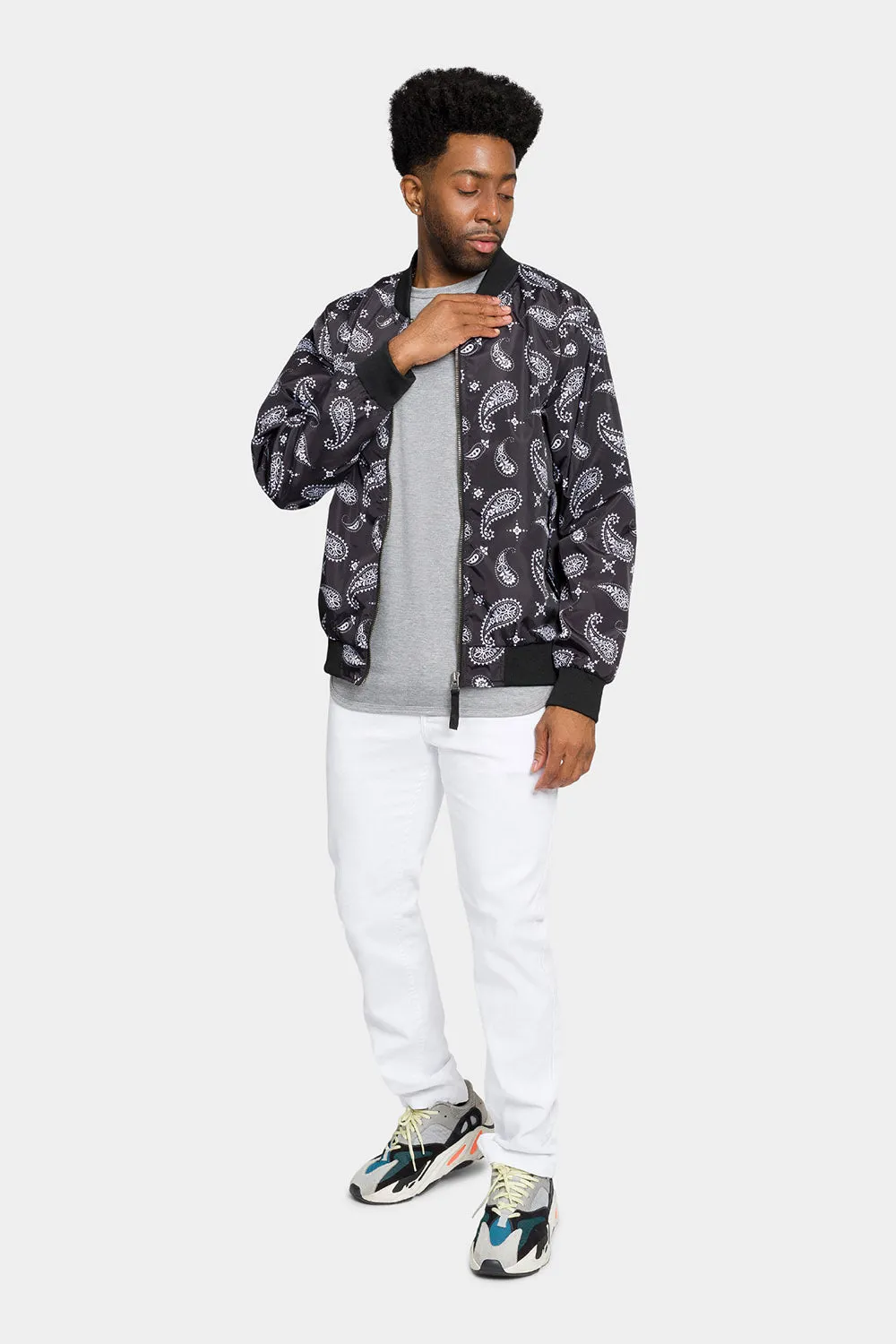 Paisley Print Bomber Jacket