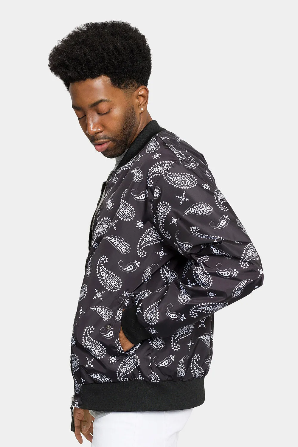 Paisley Print Bomber Jacket