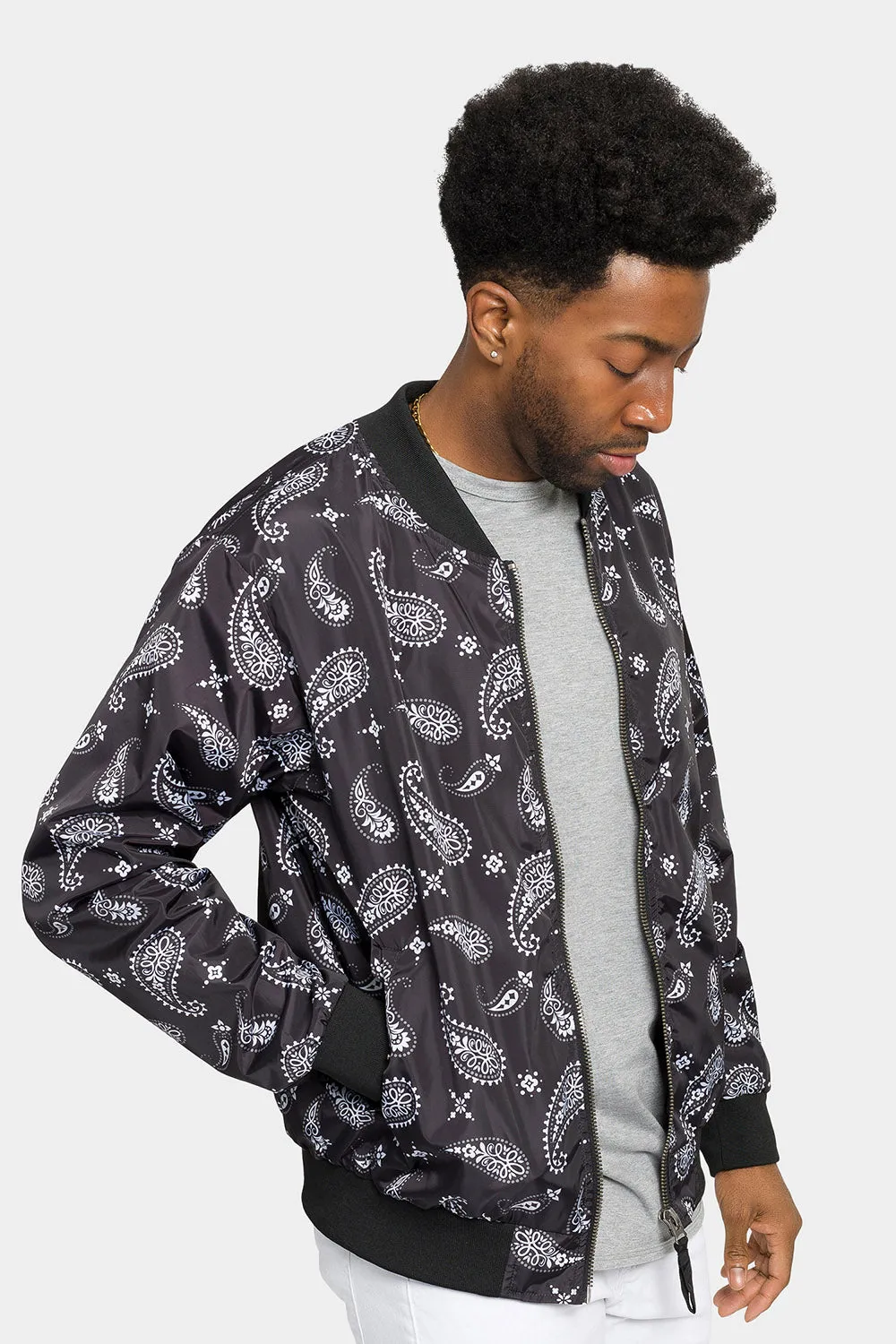 Paisley Print Bomber Jacket