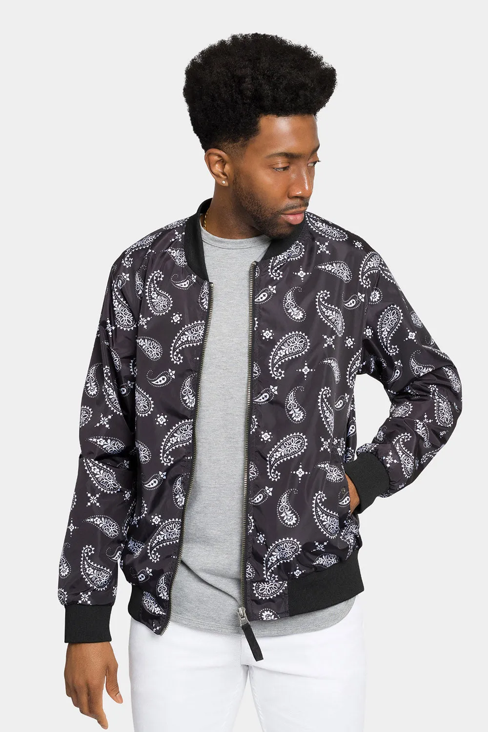 Paisley Print Bomber Jacket