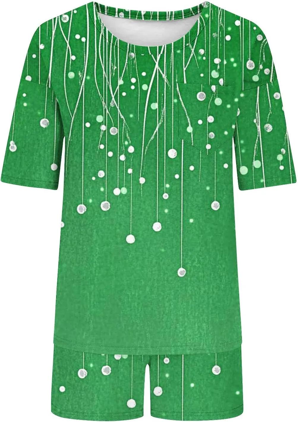 Pajama Set for Women 2 Piece Lounge Set Fashion Print Short Sleeve Tops and Shorts Soft Comfy Pjs Summer Sleepwear