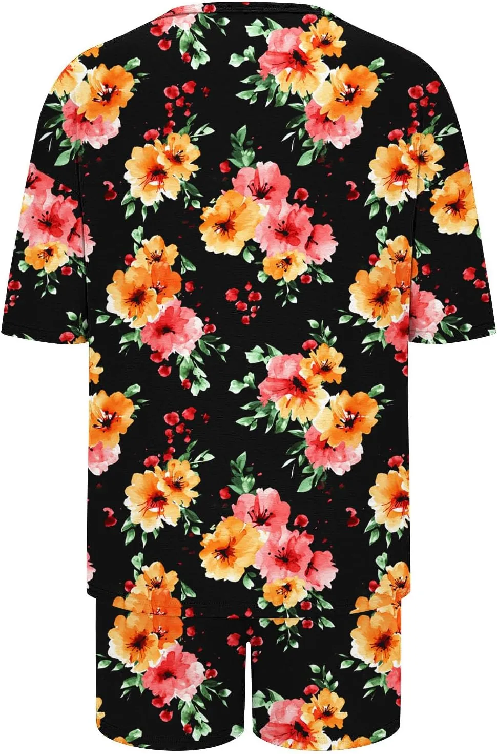 Pajamas 2 Piece Set for Women Comfy Short Sleeve Sleepwear Tops & Shorts Summer Fashion Loose Pjs Lounge Outfits