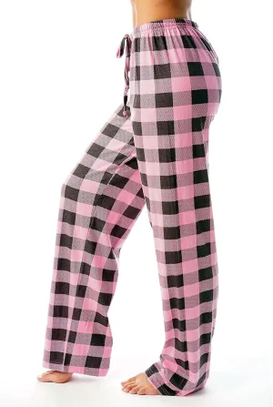 Pajamas Pants for Women Plaid Loose Fit Elastic Waist Drawstring Pants Wide Leg Pajama Pants Comfy Soft Lounge Pants